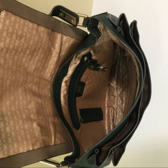 Anya Hindmarch Y2K Color Block Hobo Leather Pockets Shoulder Bag Green Black Tan - Picture 11 of 16